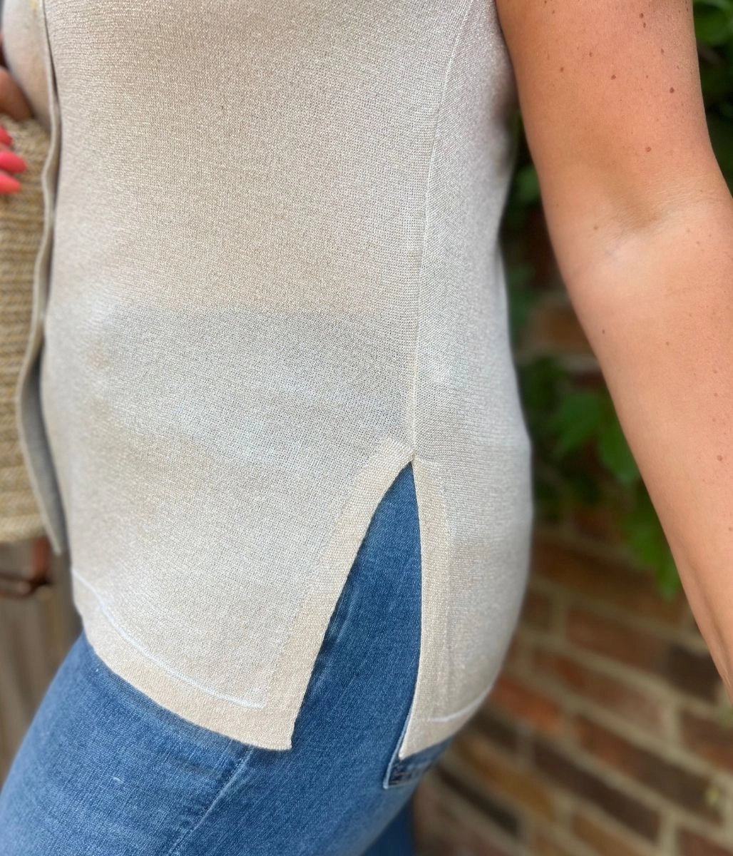 Gold Metallic Waistcoat Roomy Waist