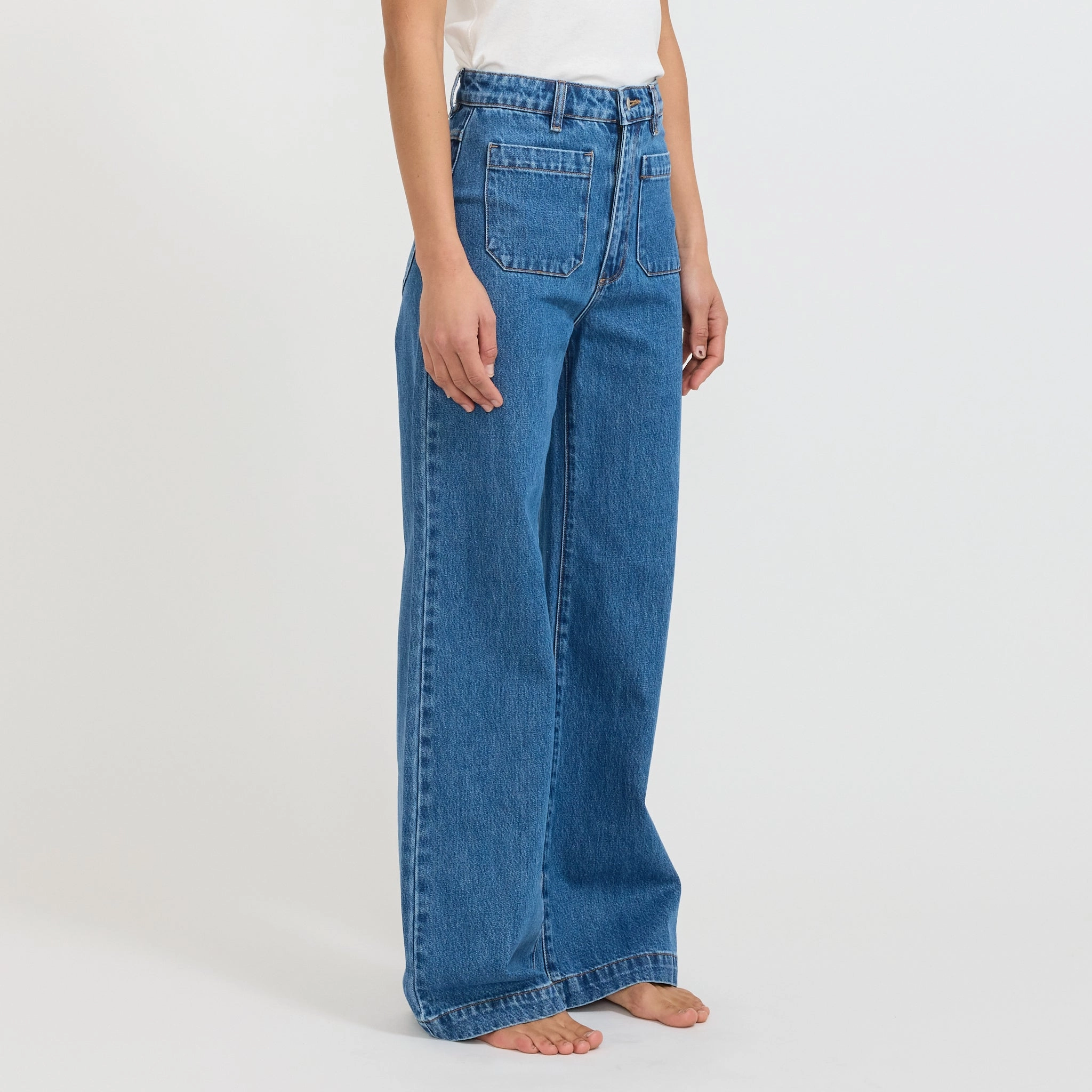 Casual Friday Durable Athlete Fit Pre Shrunk Fabric Sailor Jean Long Ashley Blue