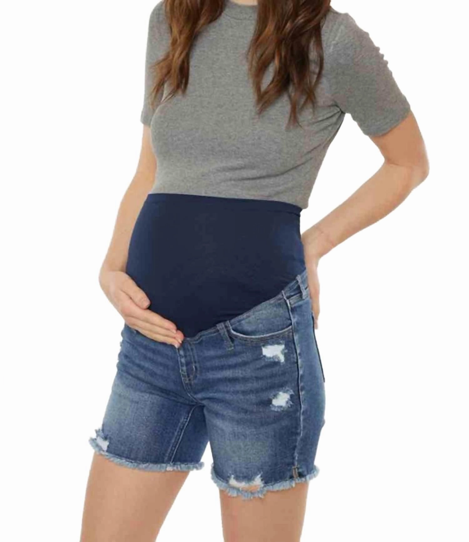 Renley Maternity Shorts In Medium Vegan Leather