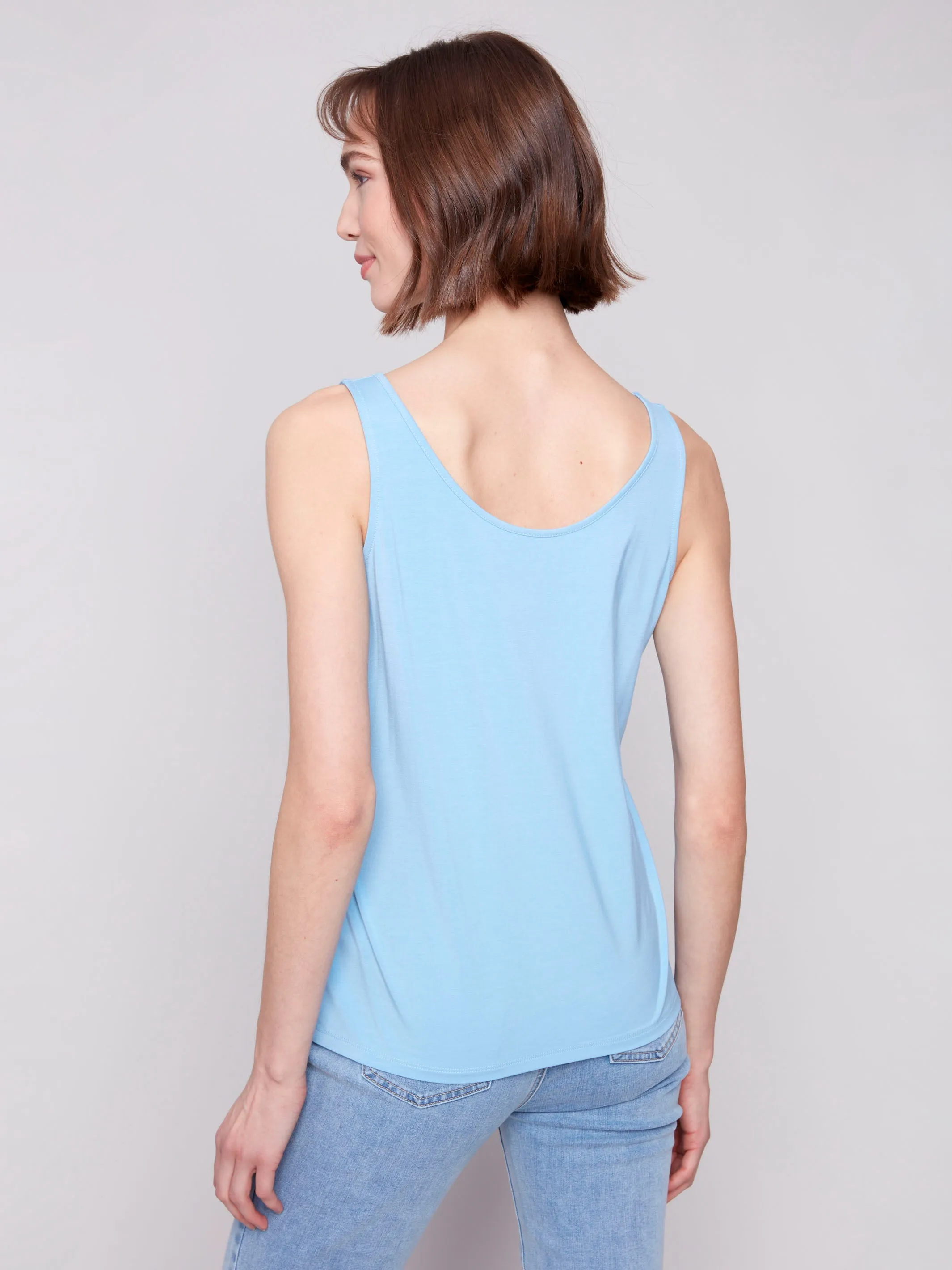 Reversible Bamboo Cami - Bluebell Double Chest Pocket
