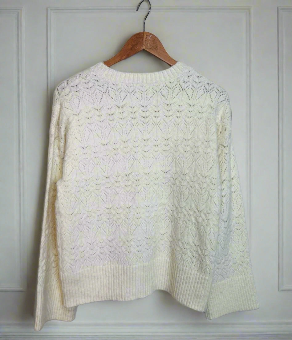Ivory Crochet knit Wool Blend Jumper Ultimate Knitwear