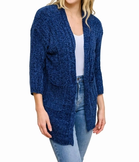 Mountain Mornings Cardigan In Navy Sophisticated Knit