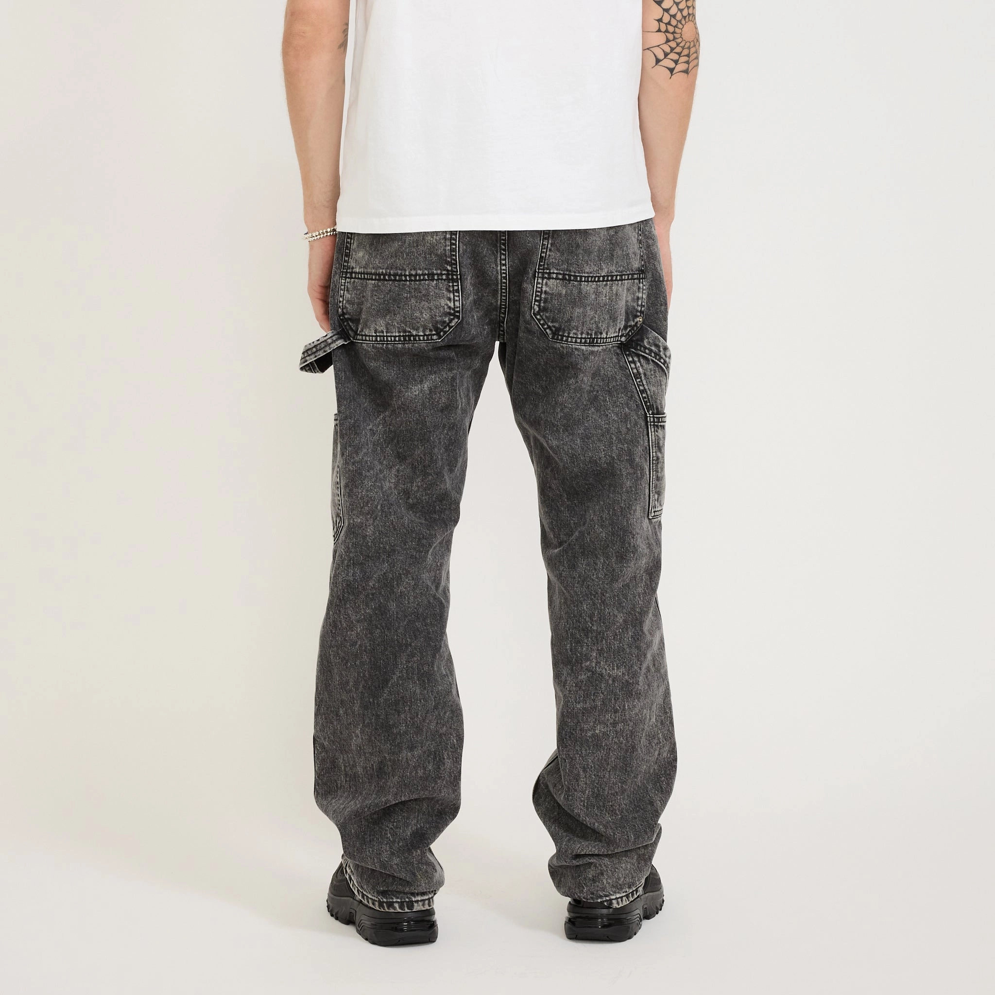 Soft Finish Acid Wash Denim Carpenter Jean Black