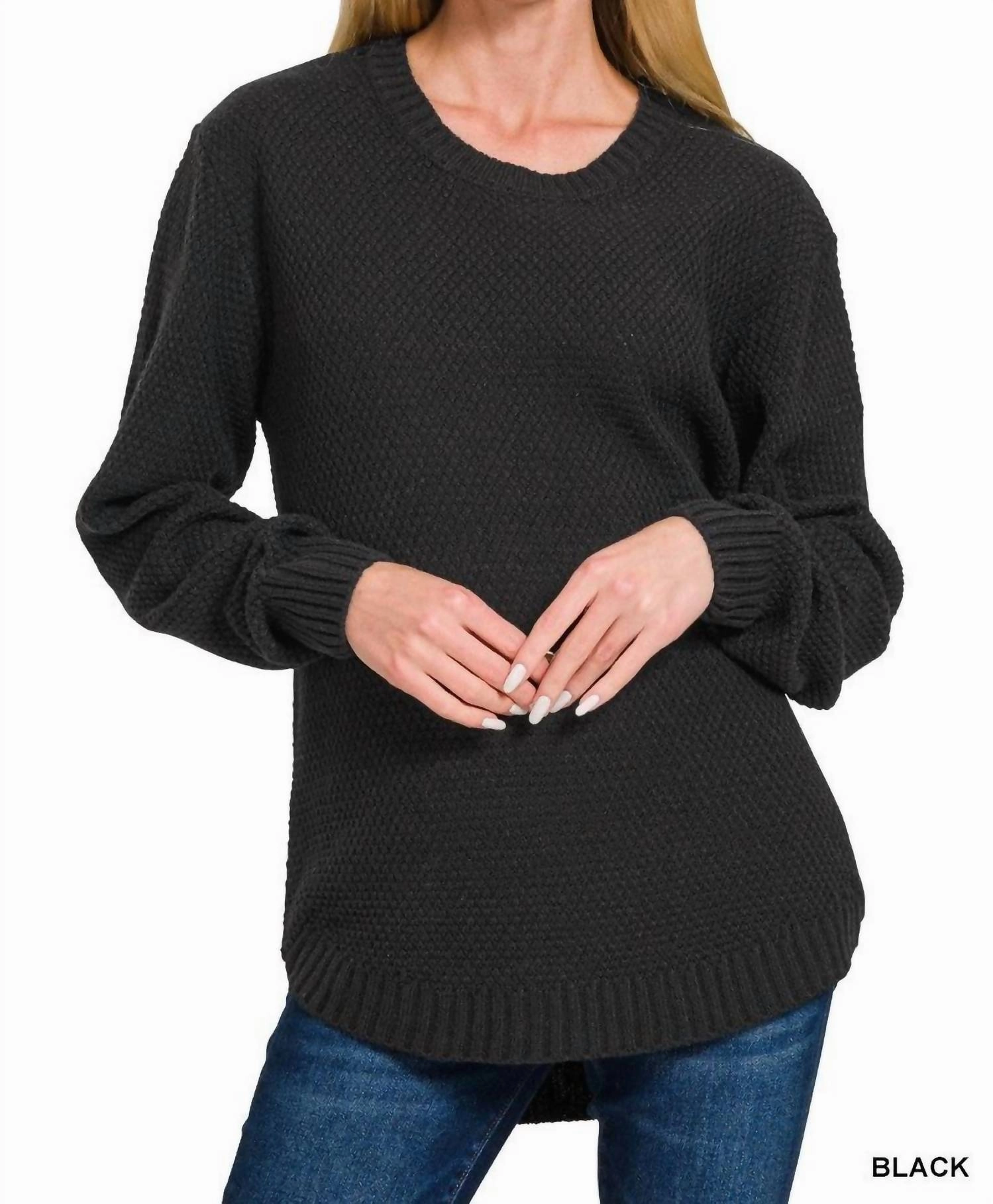Comfortable Layer Riley Round Neck Sweater In Black