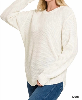 Winter Wear Essentials Soft and Cozy Riley Round Neck Sweater In Ivory