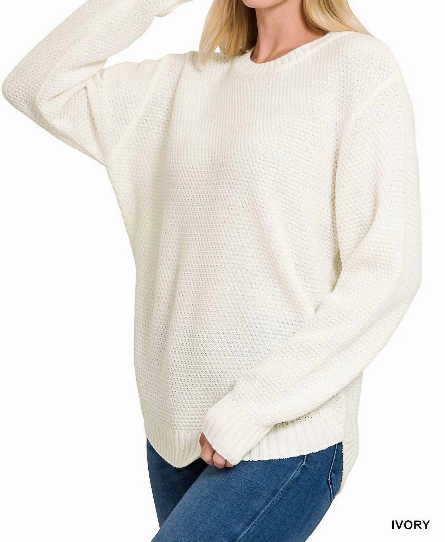 Winter Wear Essentials Soft and Cozy Riley Round Neck Sweater In Ivory