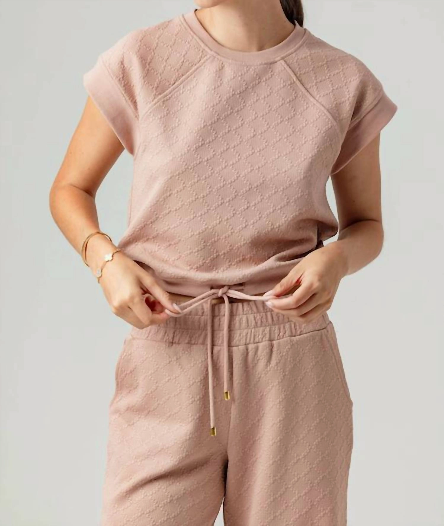 Stretchable Cuff Cold Weather Fashion Riley Top In Dusty Rose