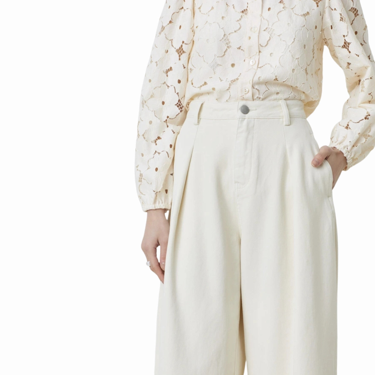 Rim Jean Cream Office Wear Casual