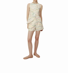 Rina Mid Waisted Shorts In Ivory jewelry Sporty Chic