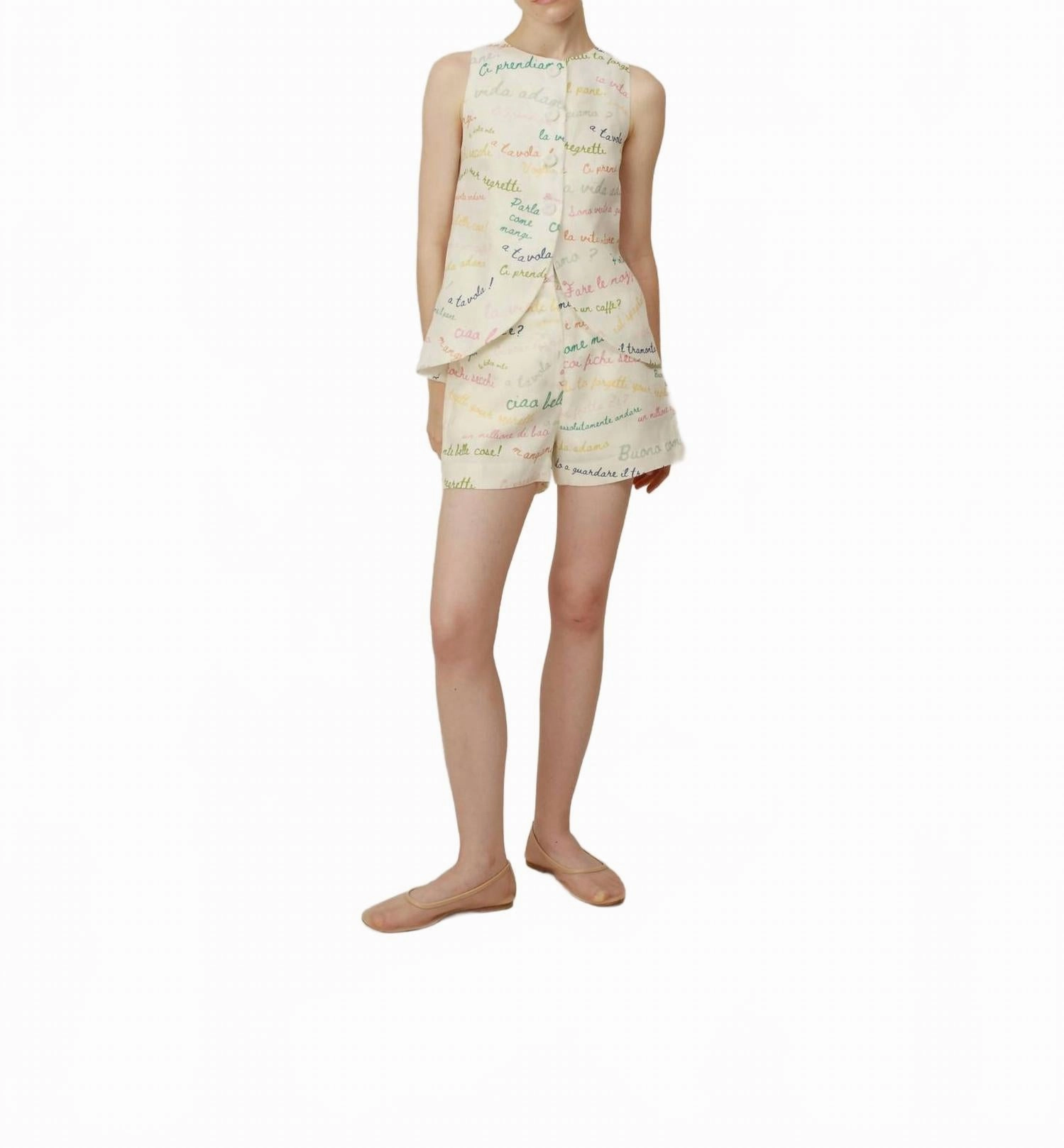 Rina Mid Waisted Shorts In Ivory jewelry Sporty Chic