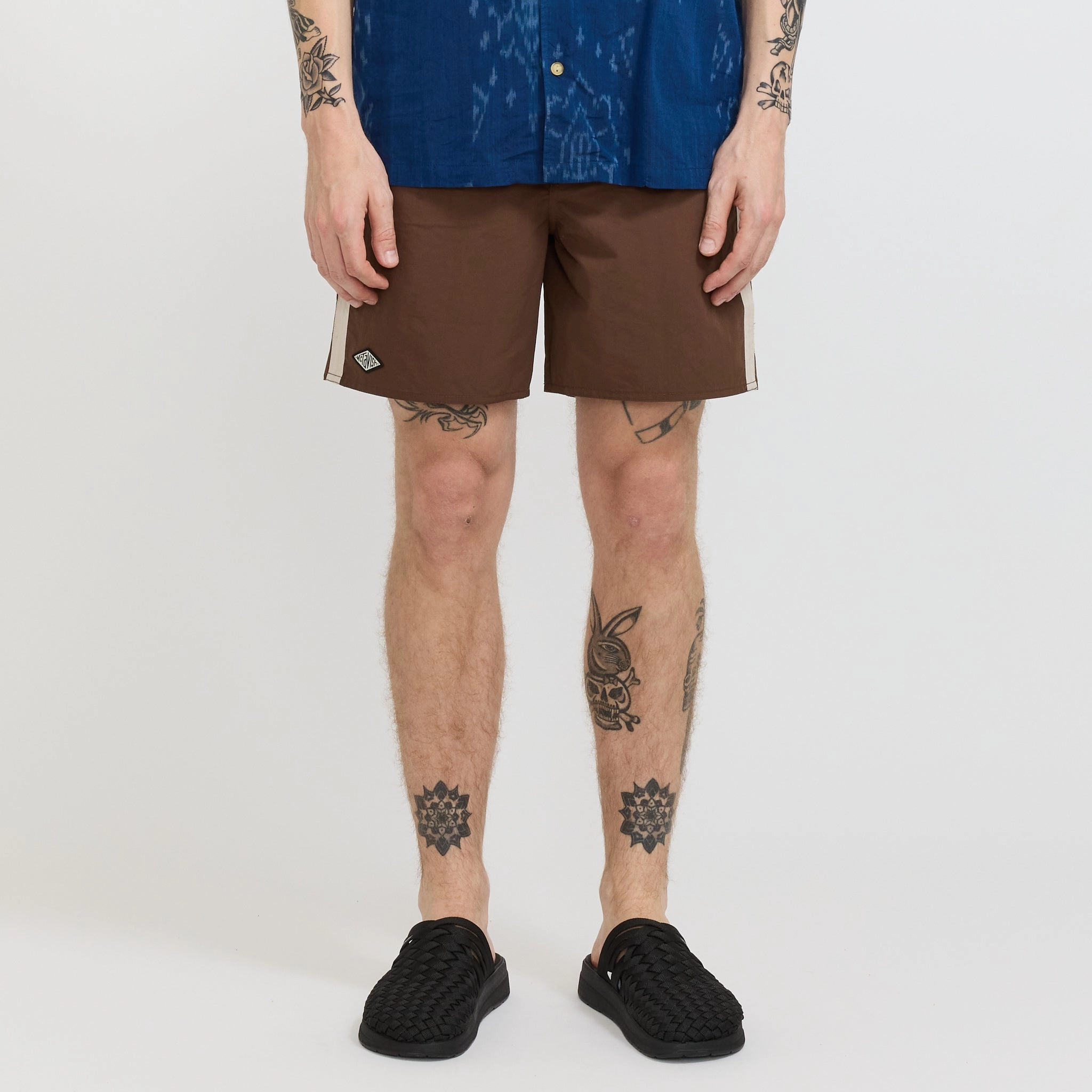 Ripstop Boardshort Brown Non Cling Material Stretchy Hemline