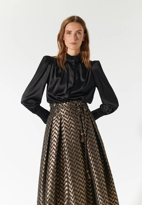 Robertadea Blouse - Black Subtle Texture Weave NonIrritating Seams