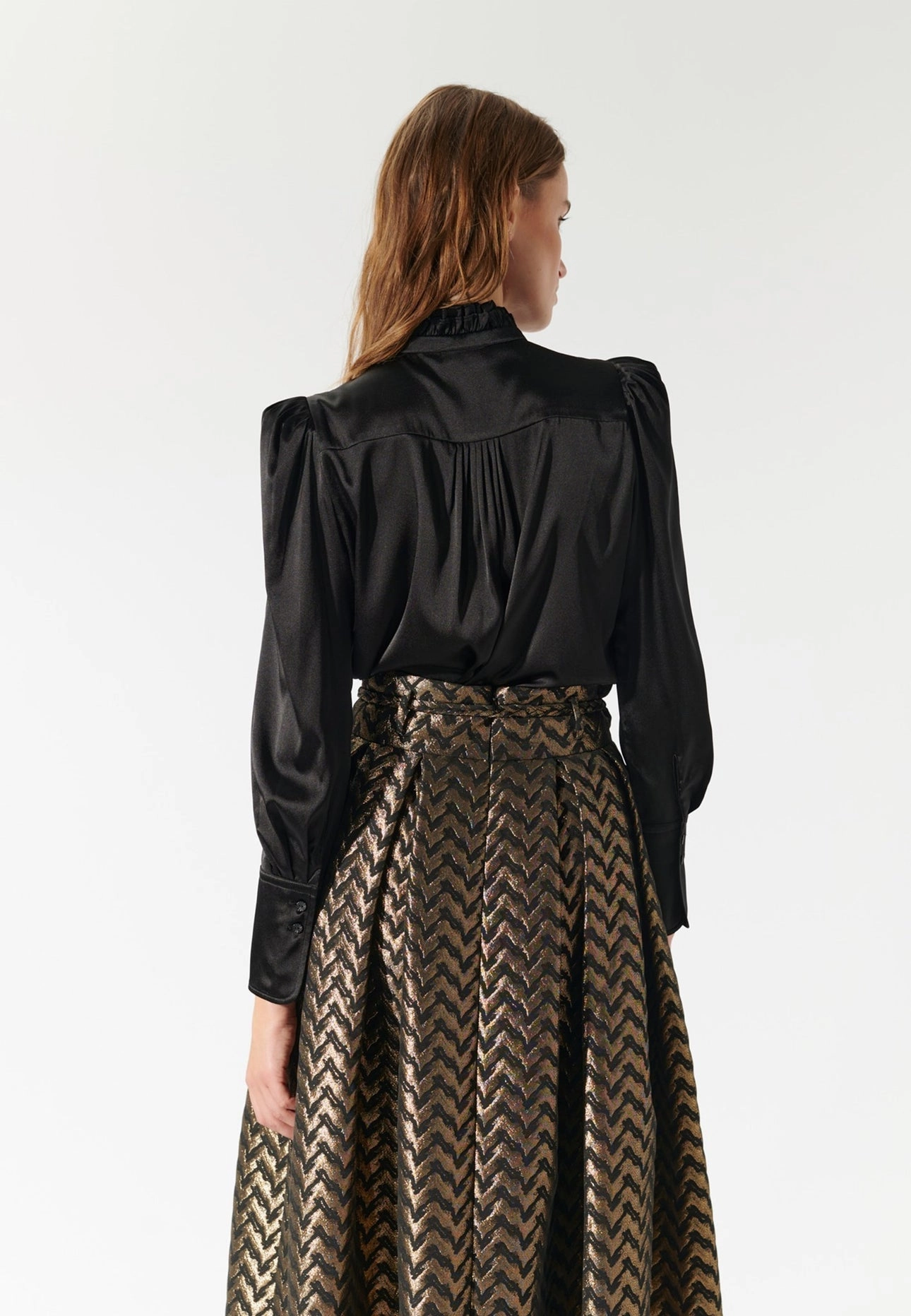 MeshPanel Stretchy Top Robertadea Blouse - Black