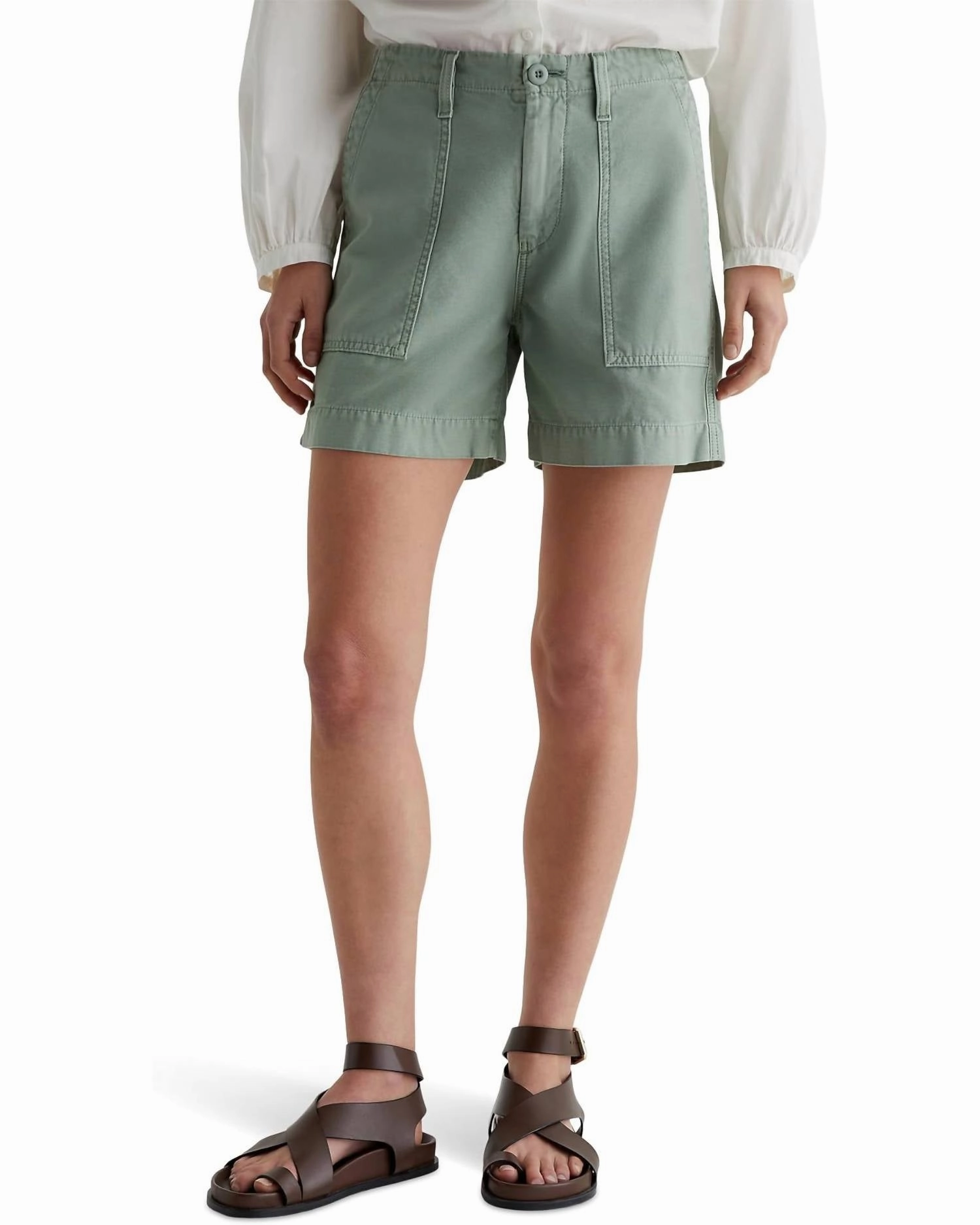 Fashion Fit tall size Rosa Mid Rise Utility Shorts In Sulfur Matcha Latte