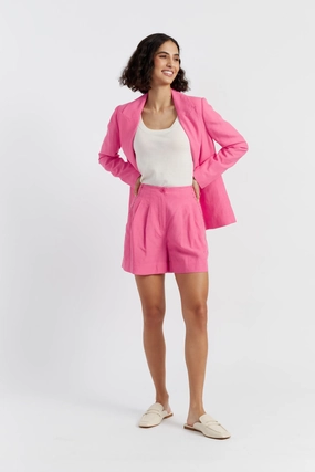 Clean Finish Wrinkle-Resistant Rose Tencel-Linen Shorts