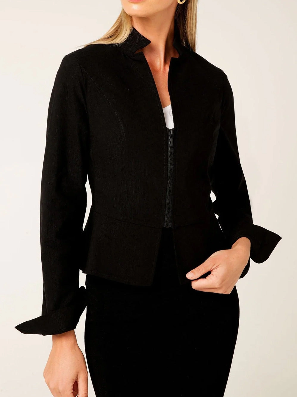 SACHA DRAKE FRONT ZIP PEPLUM JACKET Durable Stitching