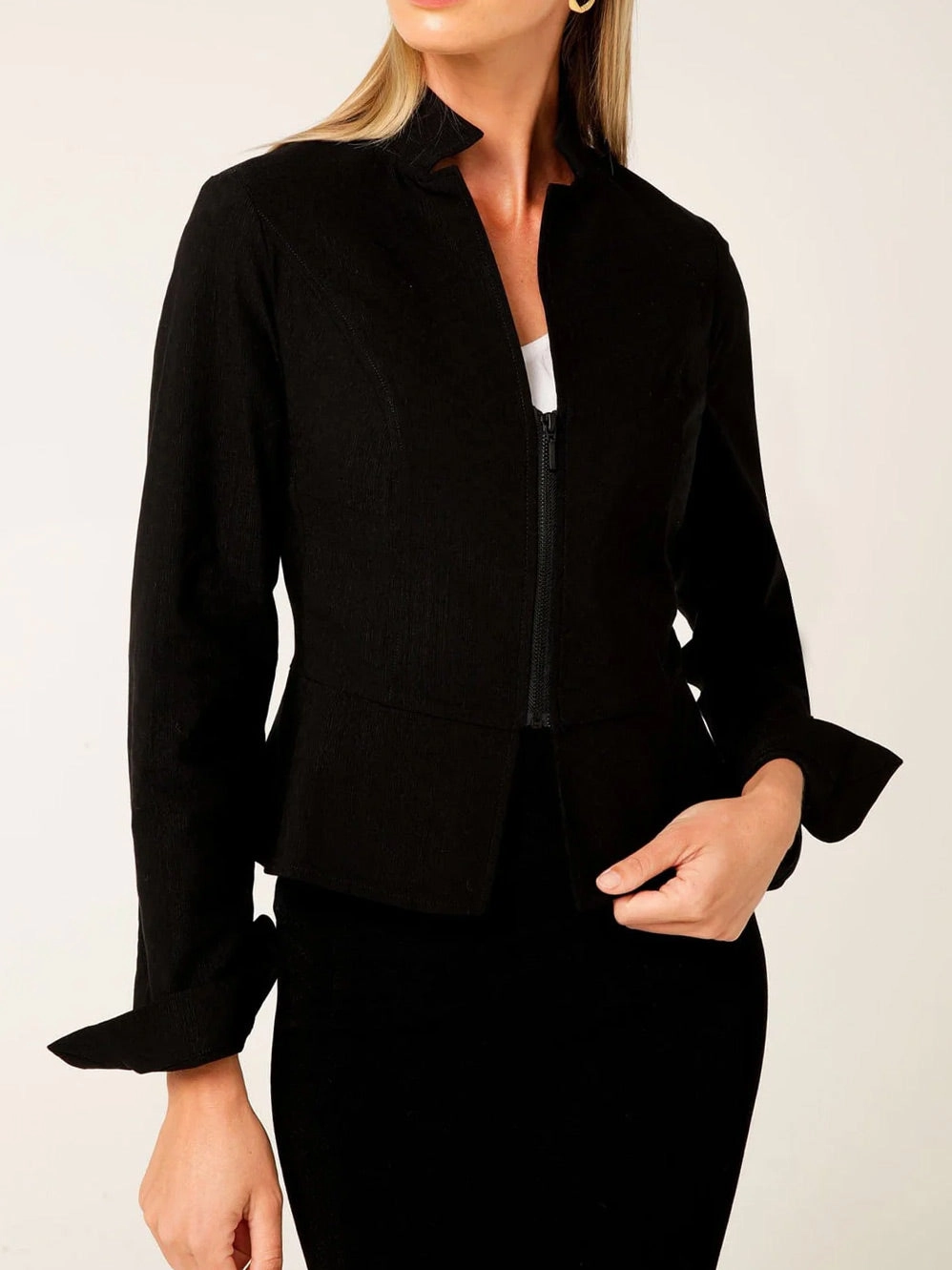 SACHA DRAKE FRONT ZIP PEPLUM JACKET Practical Everyday Fit