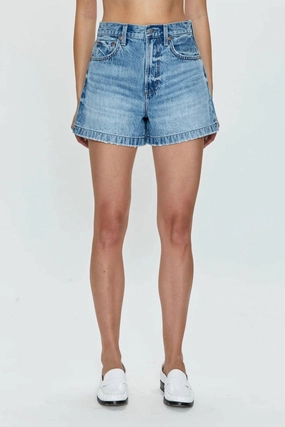 Saige High Rise Short In French Riviera Easy Adjust Drawcord Personalized