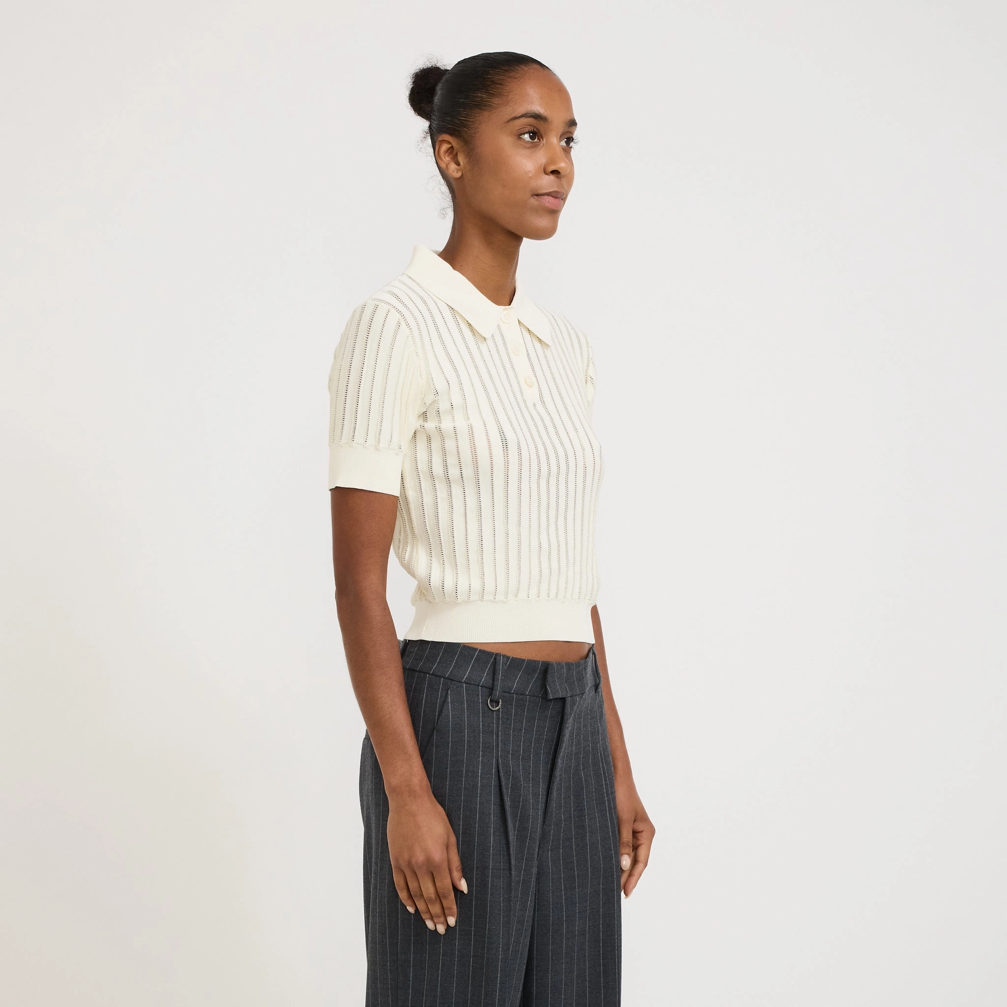 All Season Knitwear Sally Knit Polo Off White