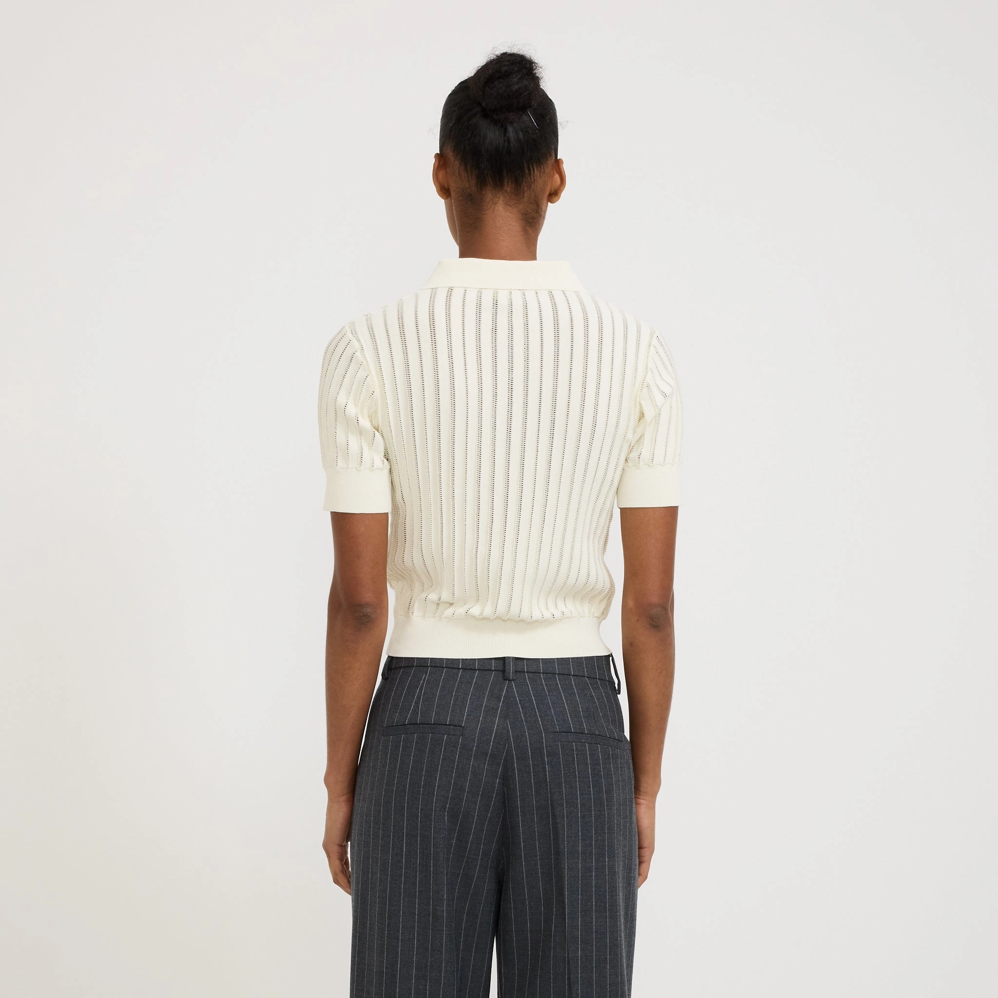 Sally Knit Polo Off White Versatile Knit Chilly Weather
