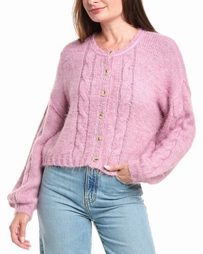 Saltwater Luxe Fuzzy Cable Cardigan Multipanel Construction