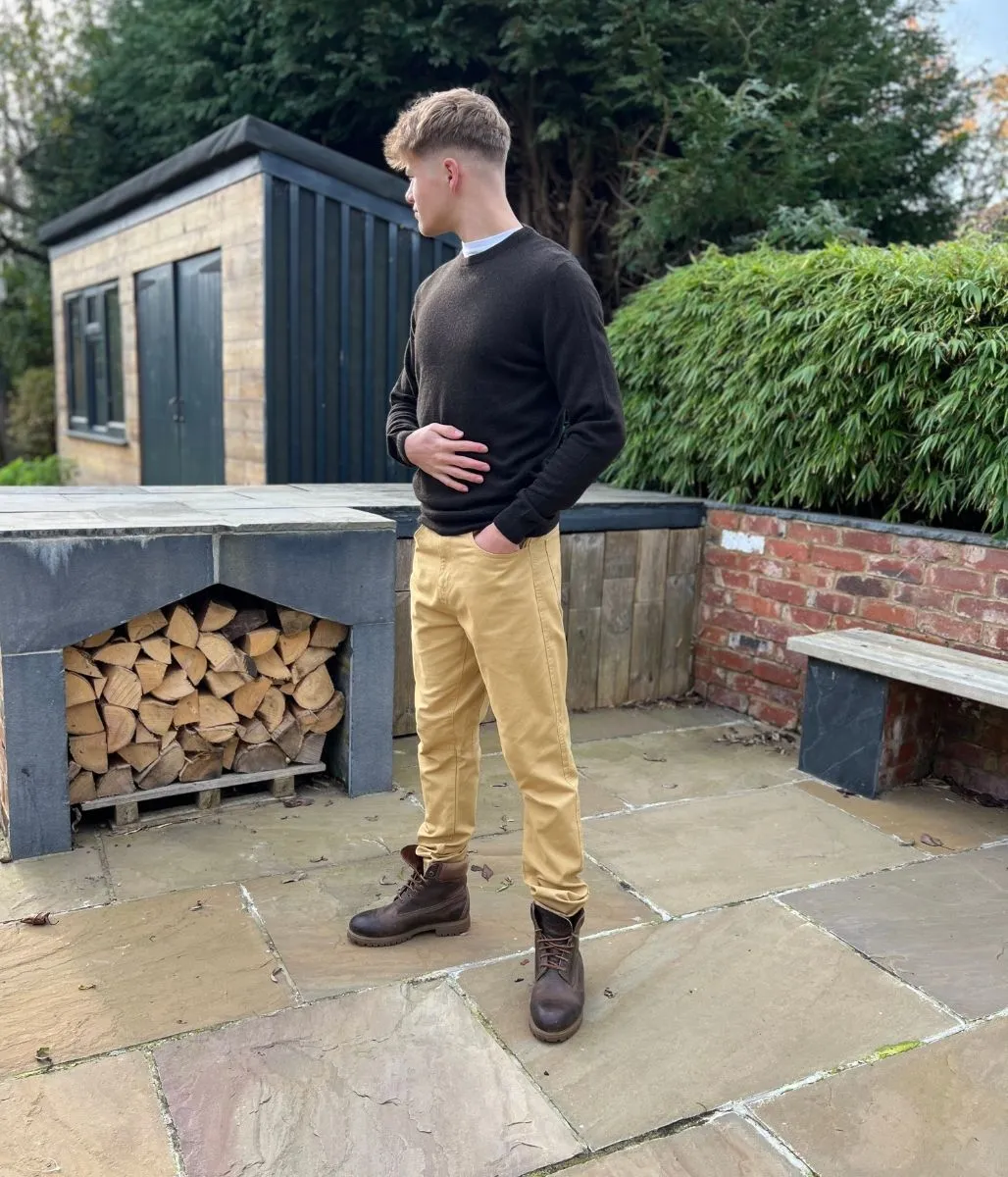 Sand Mens Wrangler Jeans Elastic Free Cuffs ElasticWaist