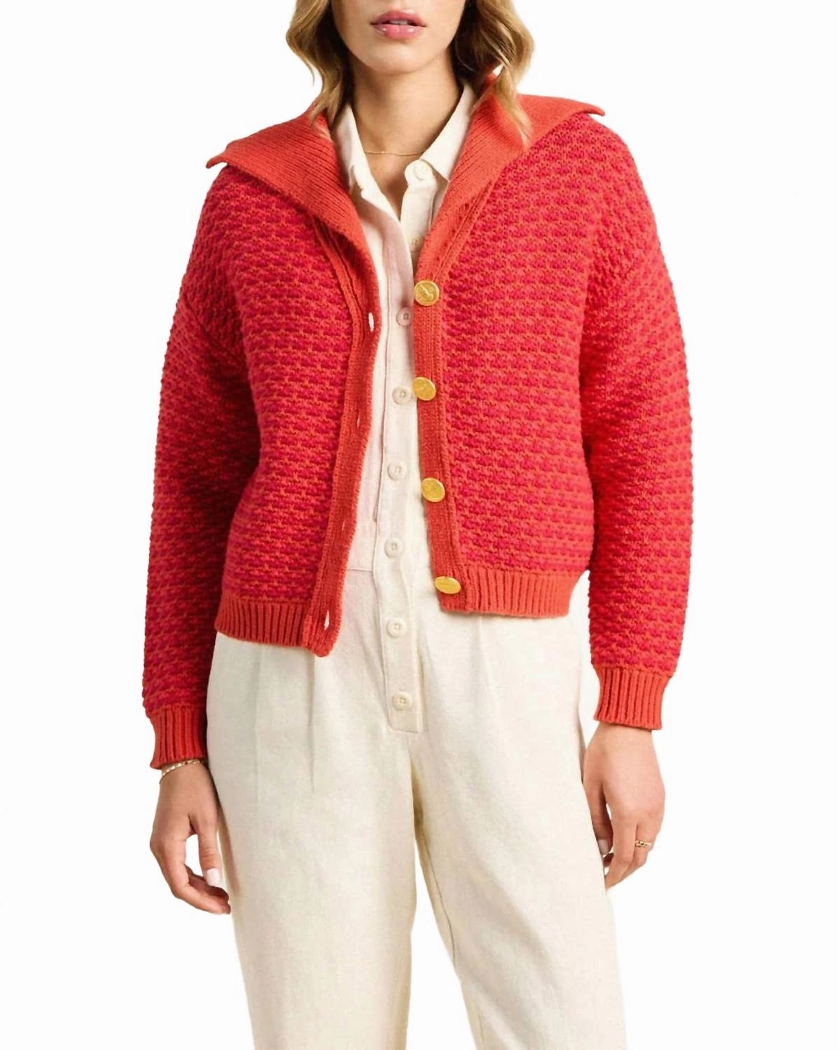 Perfect Layering Savannah Cardigan In Red