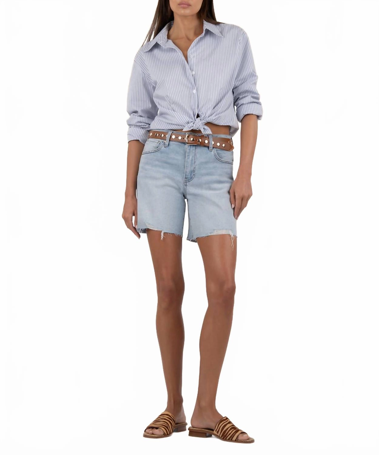 Hailey High Rise Short With Raw Hem In Openness school wear Contoured Cuff Design