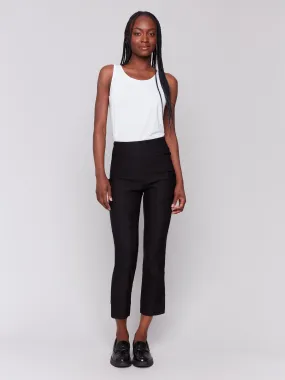 Versatile Layer Capri Pants With Hem Slit - Black