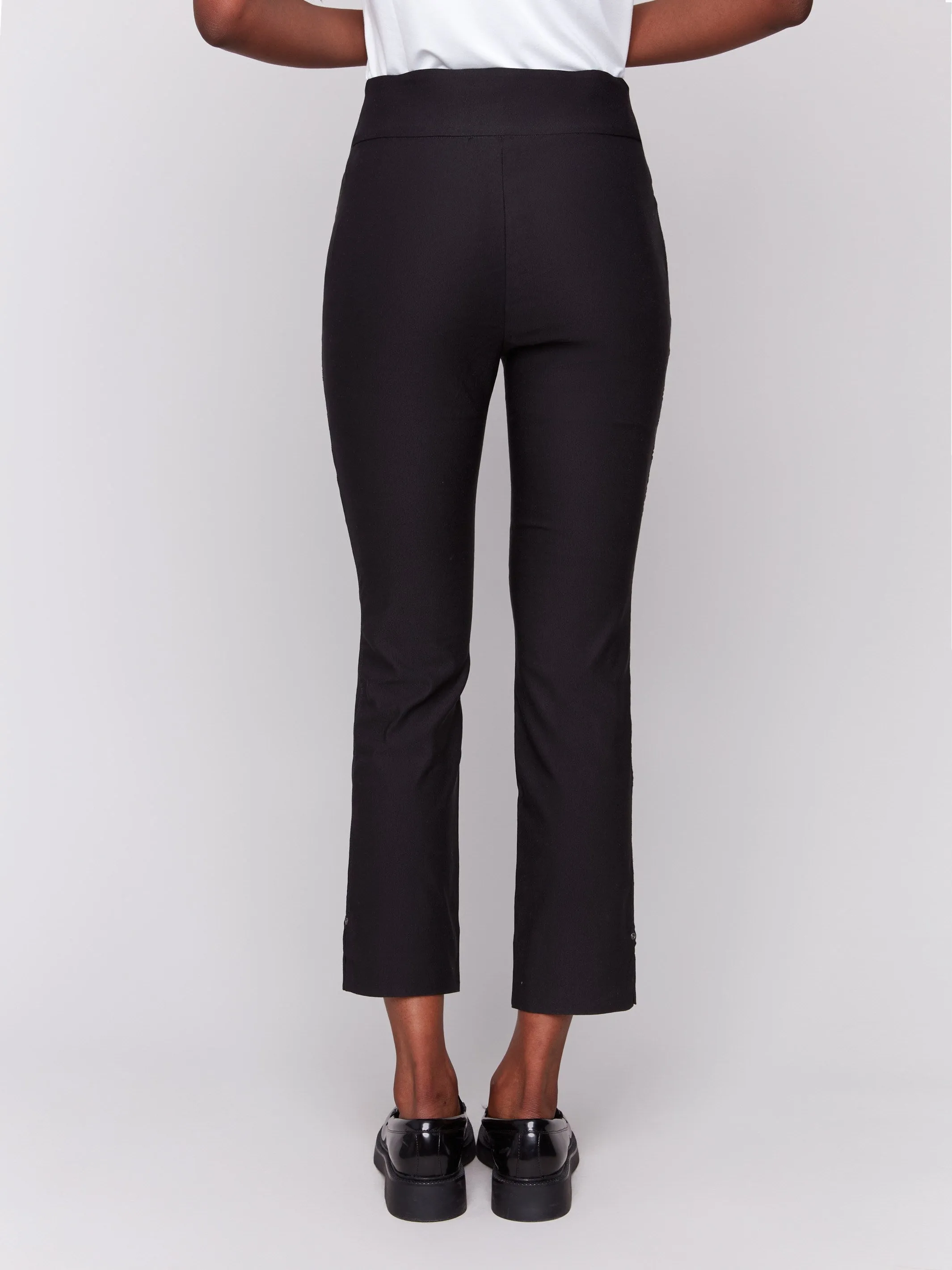 Quick Flex Capri Pants With Hem Slit - Black