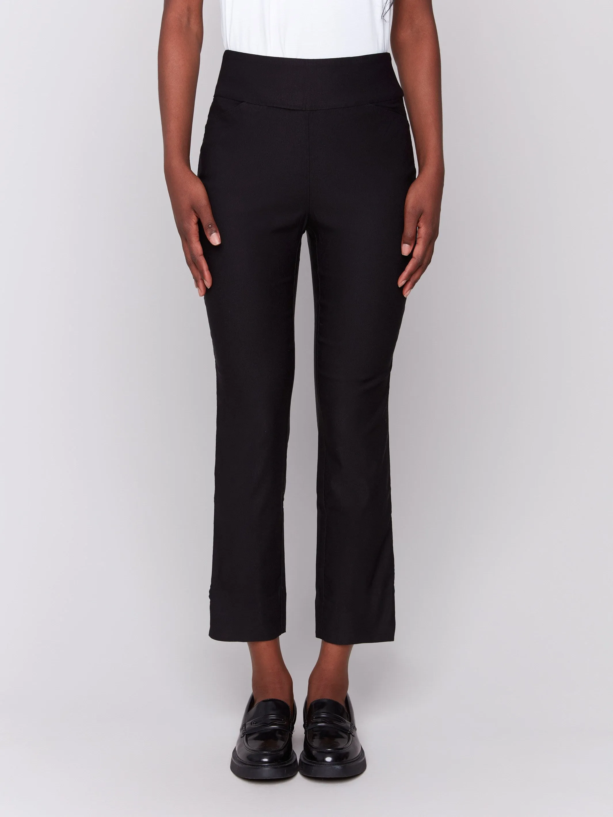 Capri Pants With Hem Slit - Black Air Comfort Mesh Lined