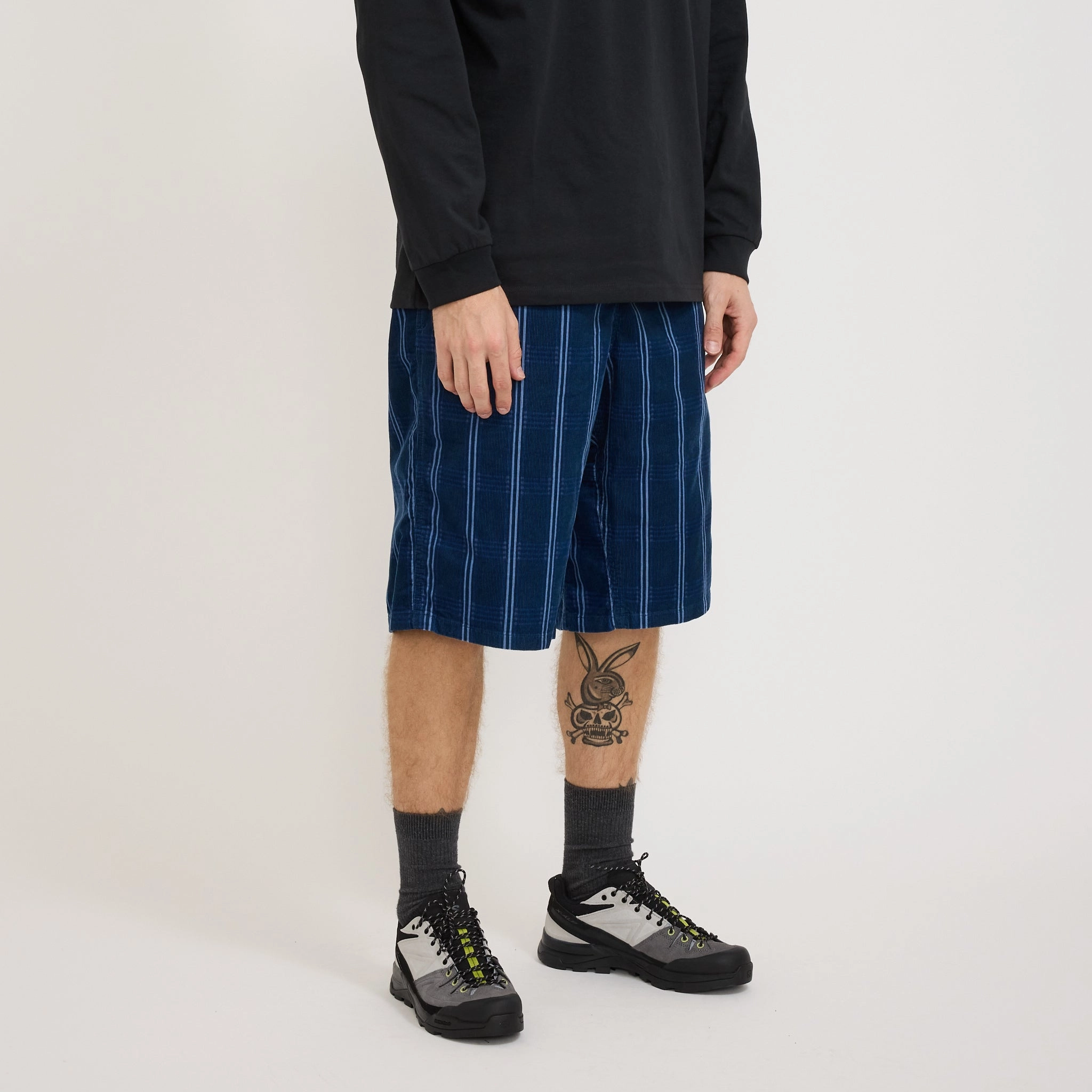 Quick Dry Fabric Corduroy Swell Short Navy Check