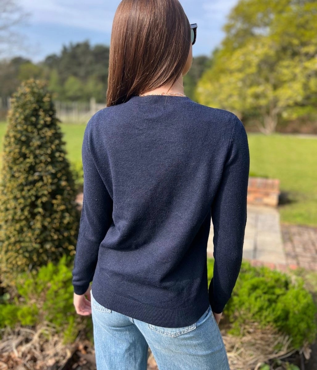 Navy Recycled Blend Jumper Trendy Warmth Soft Feel