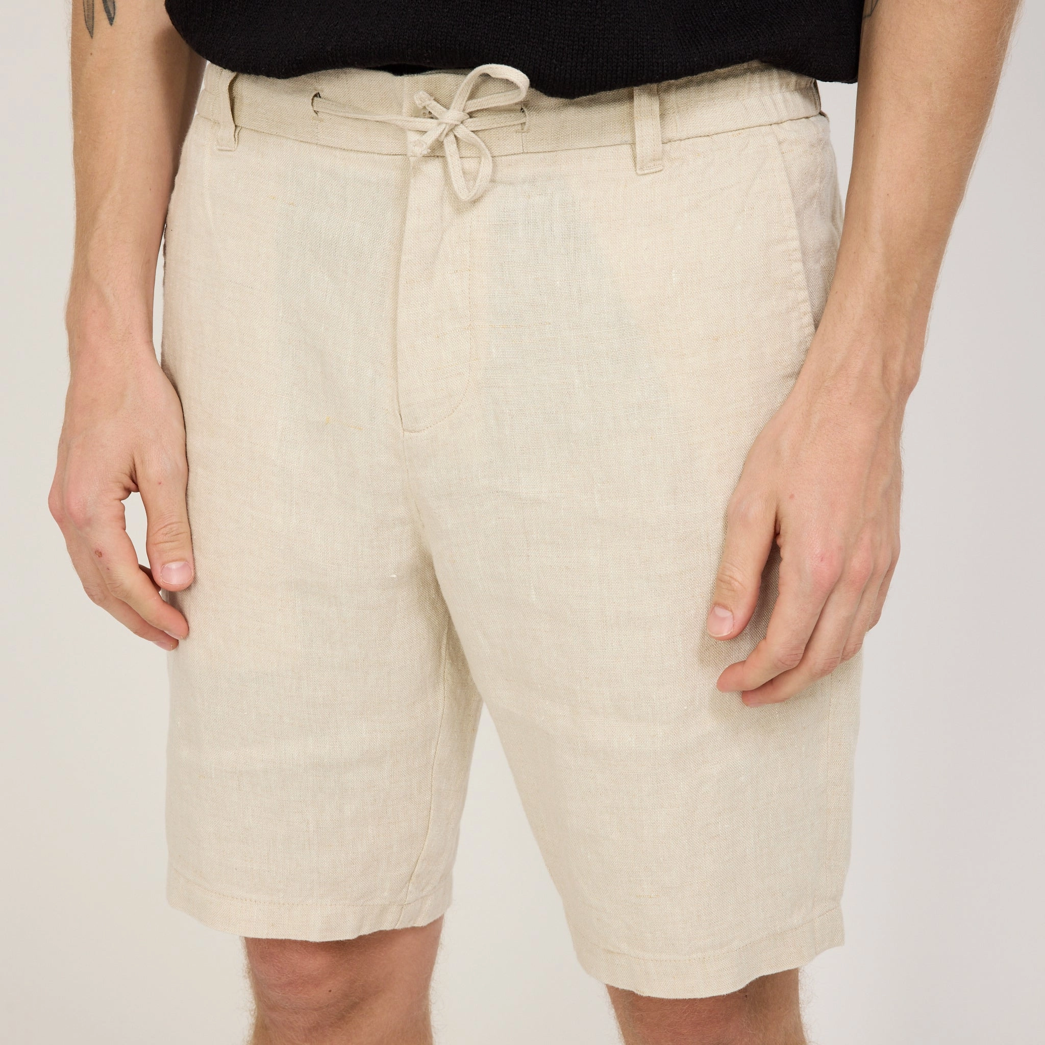 Seb Casual Linen Shorts Oat Beach Comfort Fast Absorption Textile