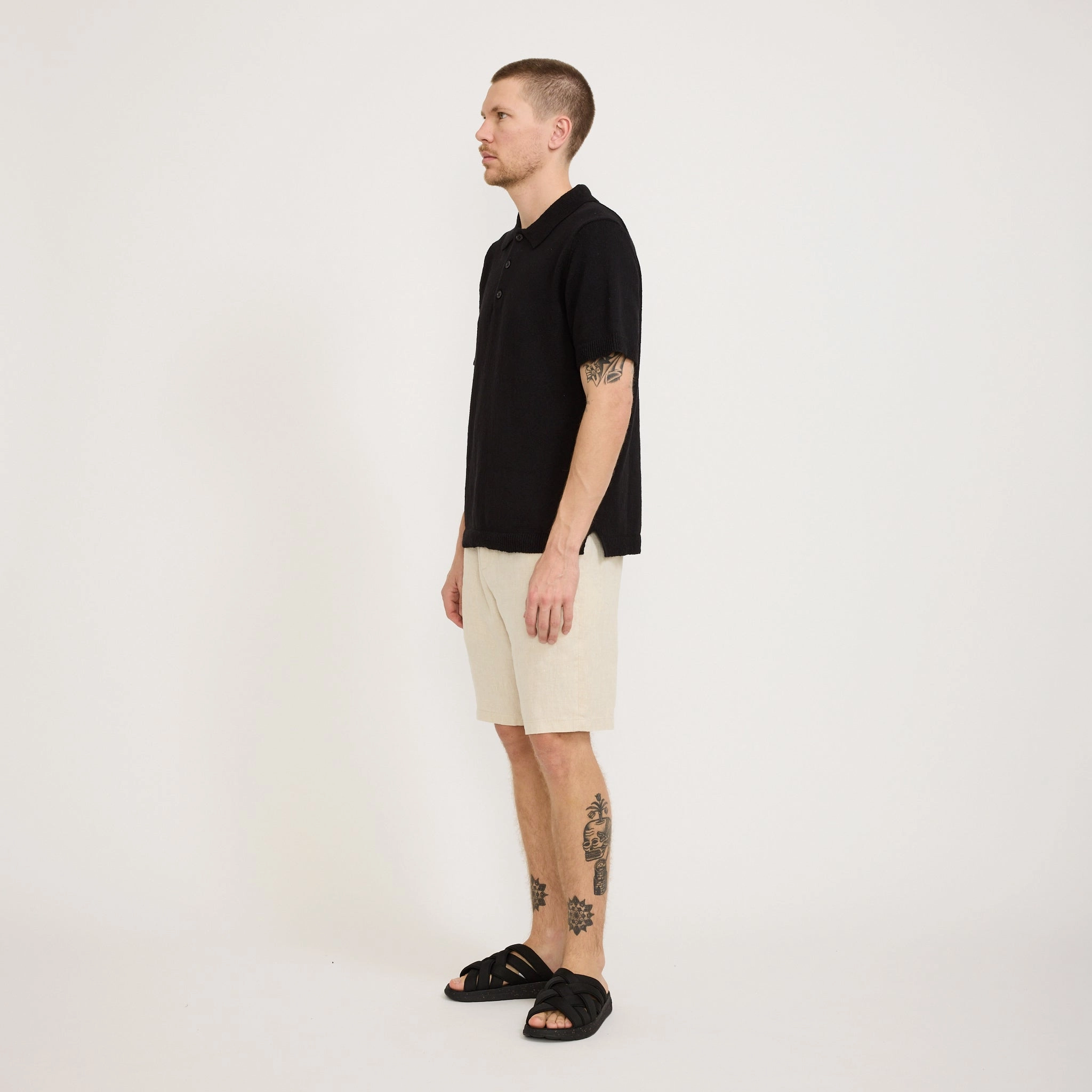 Sporty Performance Artisanal Seb Casual Linen Shorts Oat