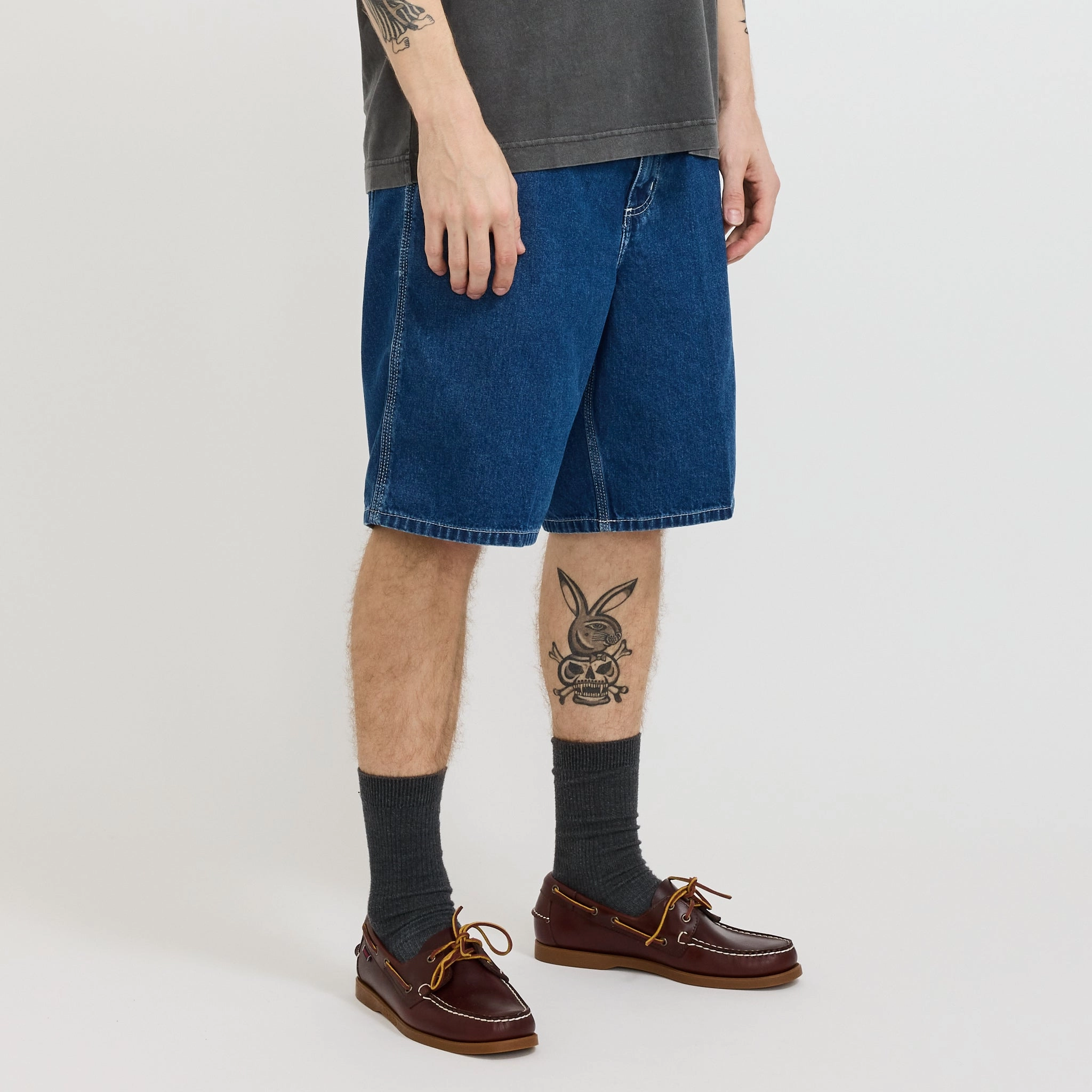 Bonded Seam Technology retail industry Simple Short Blue Stone Washed