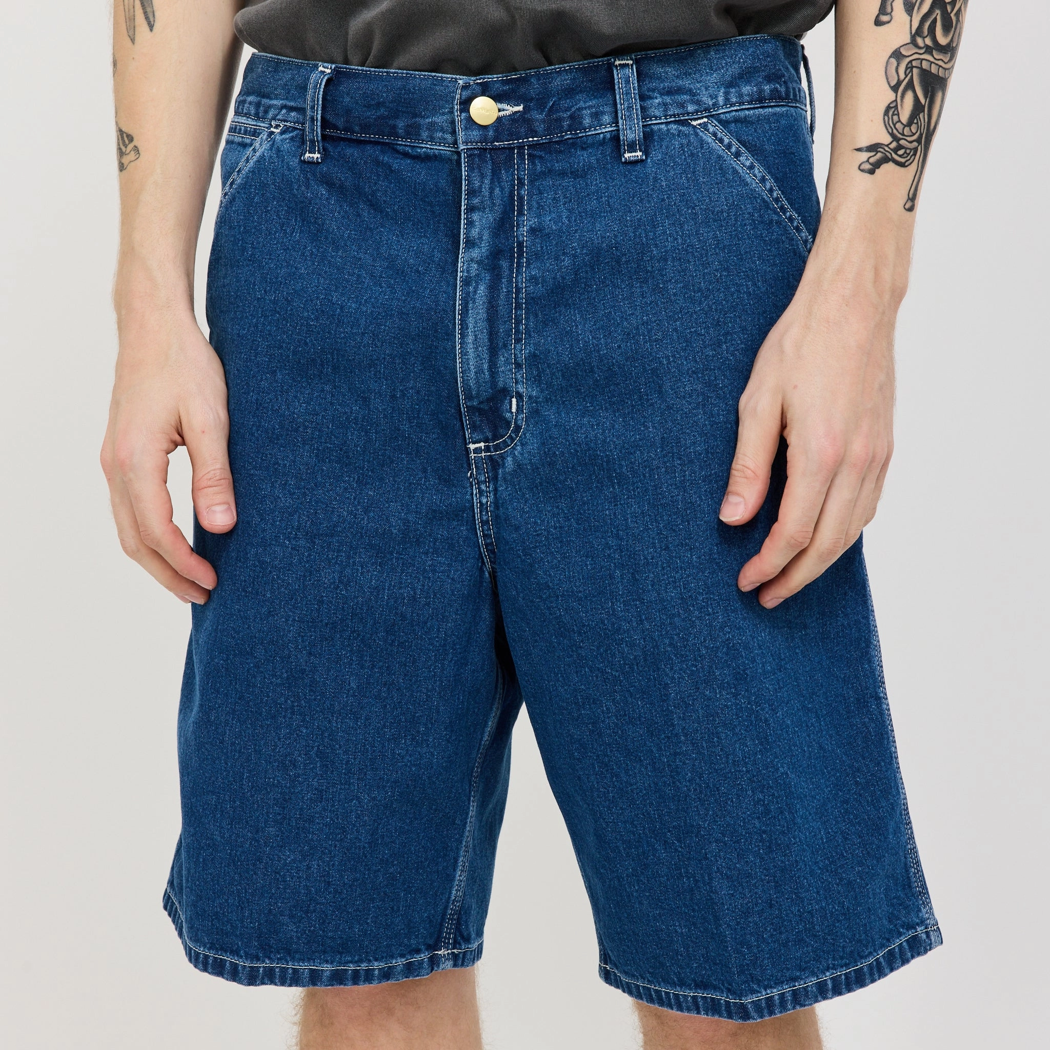 Casual Layers Chill Vibes Fit Simple Short Blue Stone Washed