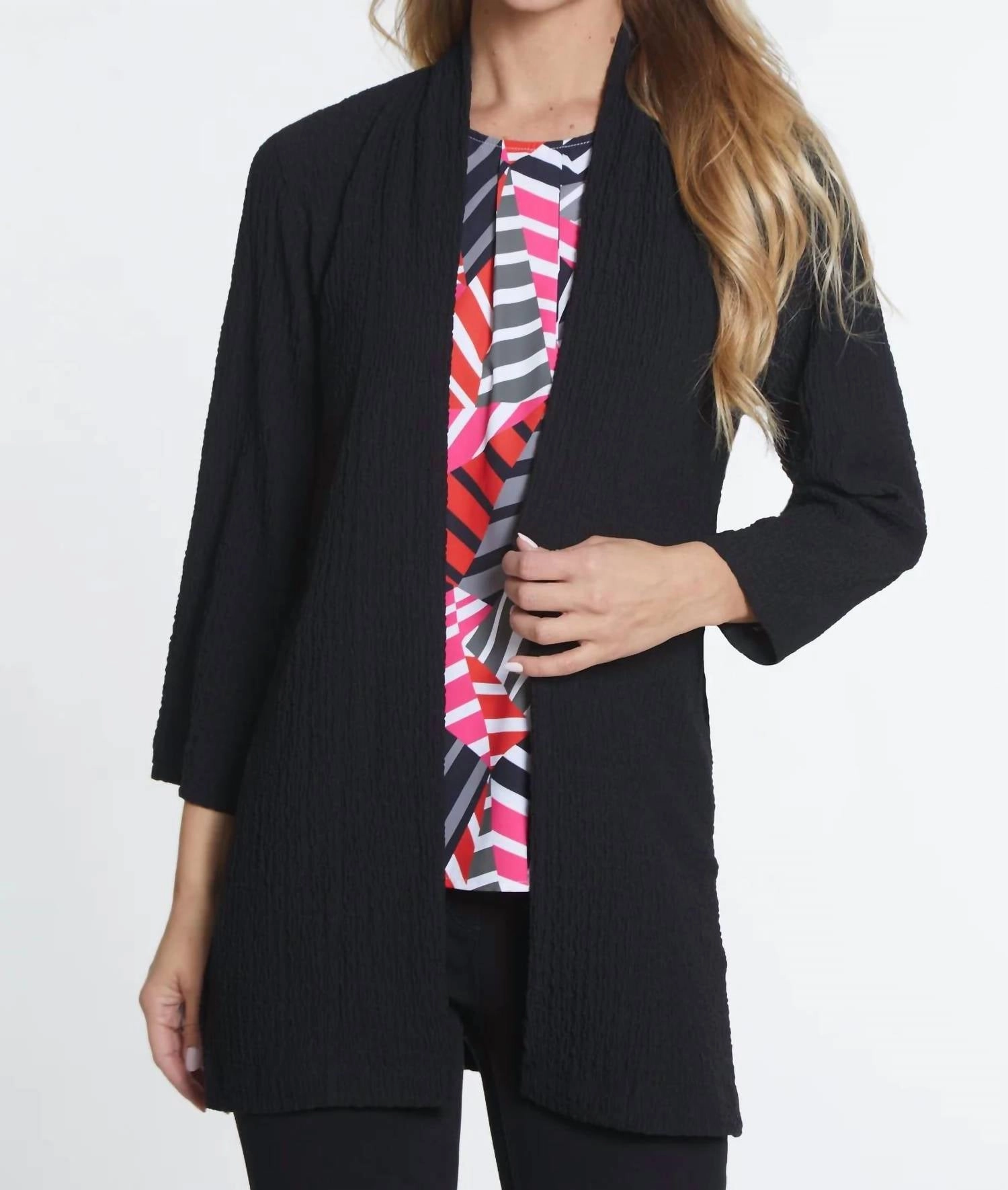 Set-In Kimono In Black Knitwear Comfort