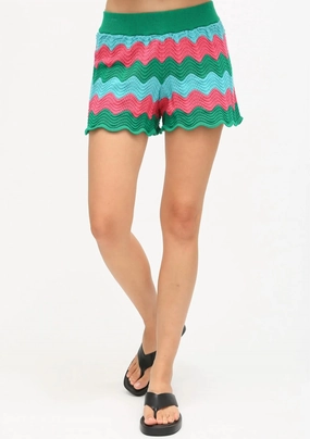 Rio Crochet Short In Shamrock/pink Fitness Enthusiast Wedges