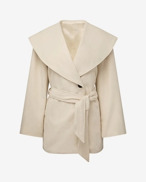 Shawl Collar Wool Coat Versatile Design