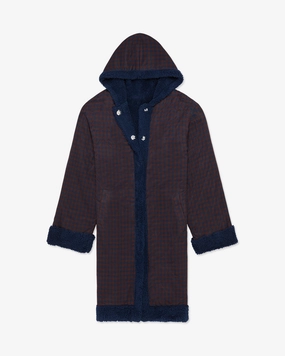 Sherpa Lined Hooded Herringbone Overcoat Buttery Soft Handfeel