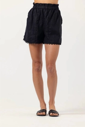 Beach Bound loafers Shivani Linen Shorts In Black