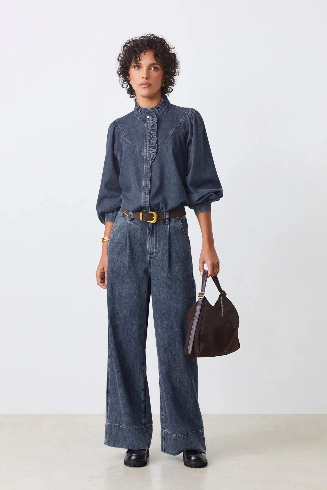 Lively Blouse - Blue Jeans HighNeck Cozy Knit