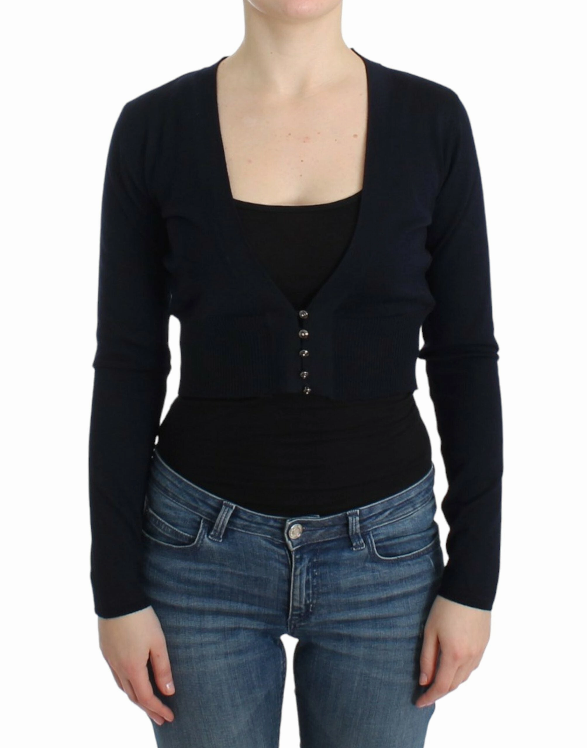Fashion-Forward Look Essential Knit Cavalli Elegant Cropped Virgin Wool Women's Cardigan