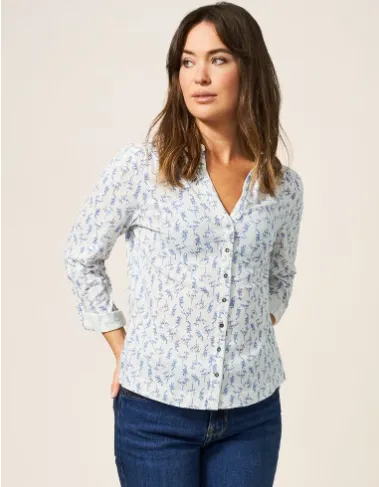 TaglessDesign BlendMaterials White Annie Jersey Printed Shirt