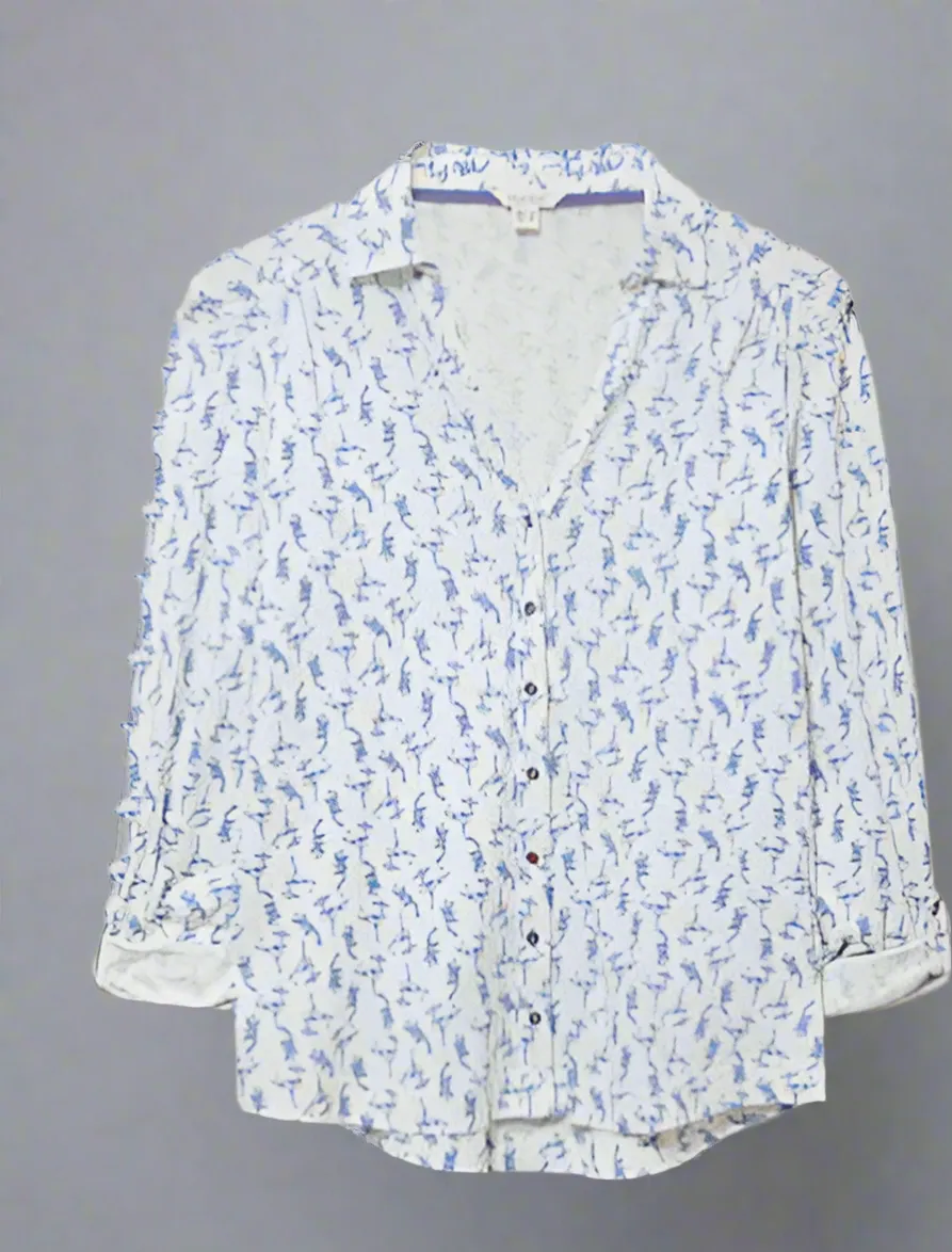 White Annie Jersey Printed Shirt Long Sleeve Shirt ReinforcedStitching