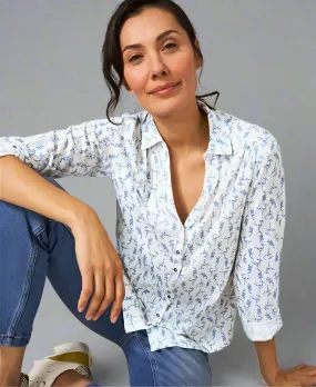 GarmentWashed Texture White Annie Jersey Printed Shirt