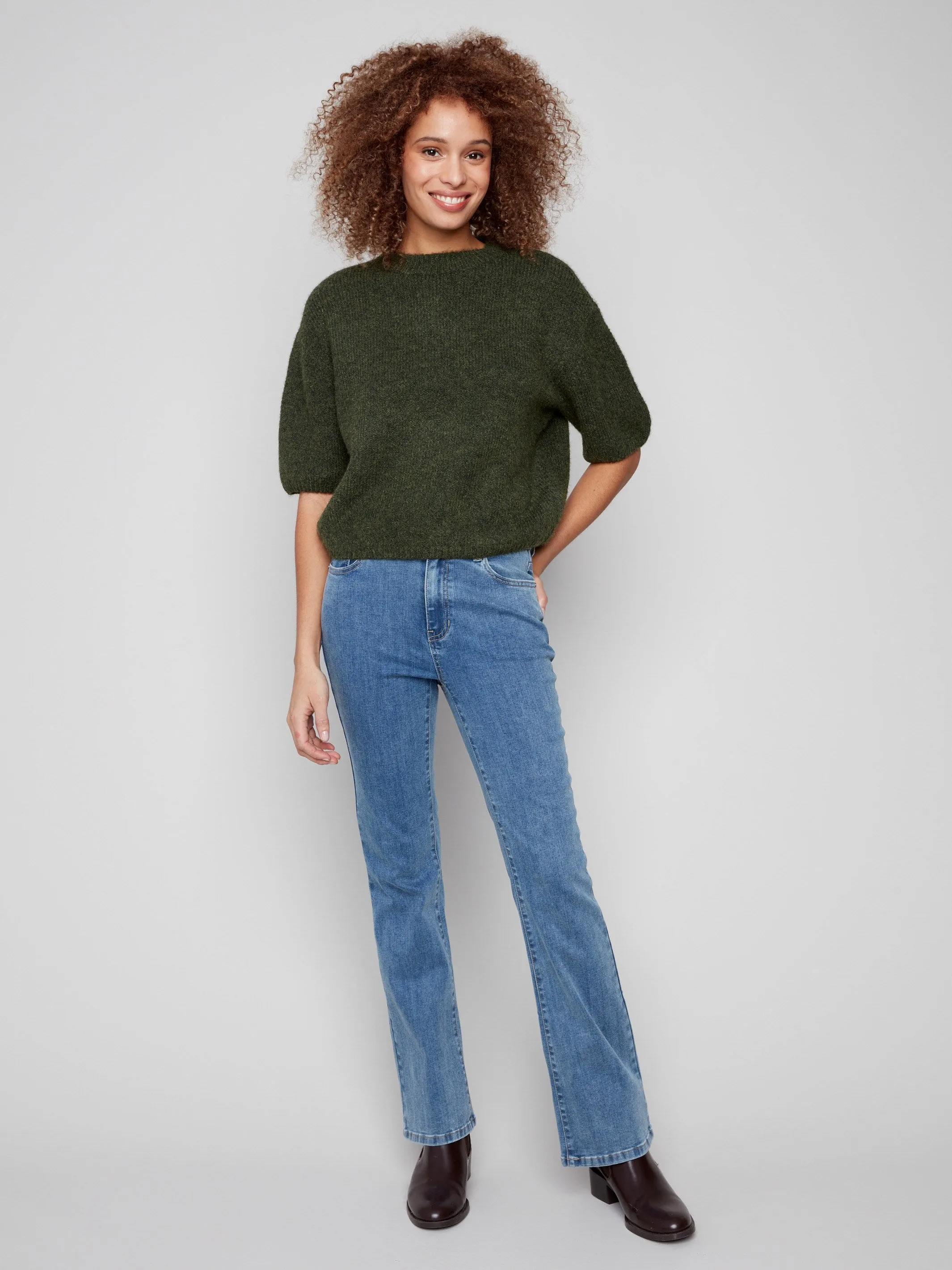 Balloon Elbow Sleeve Knit Sweater - Spruce EthicalProduction Essential Wardrobe