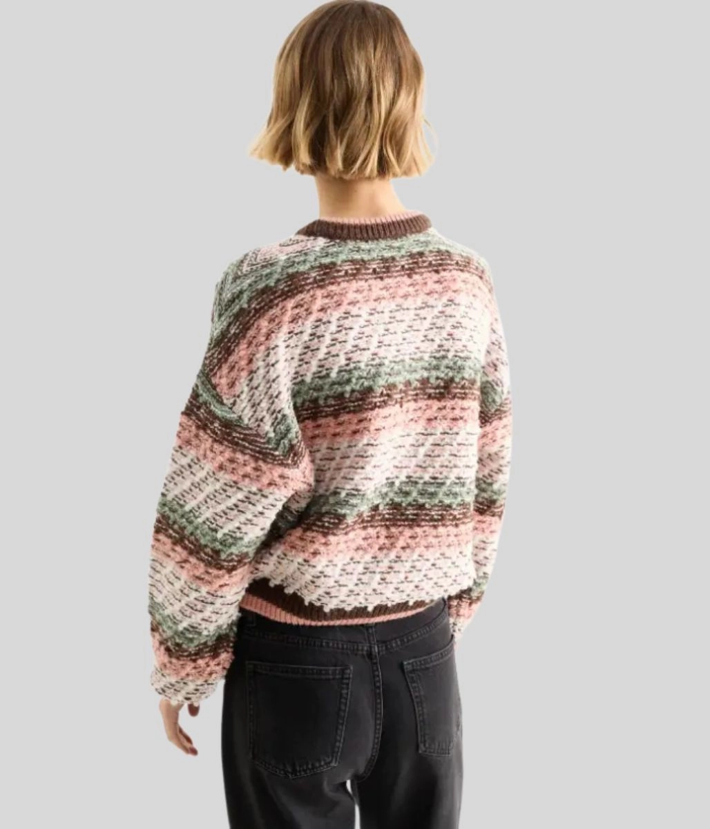 Pink Textured Patterned Jumper Stretch Fit