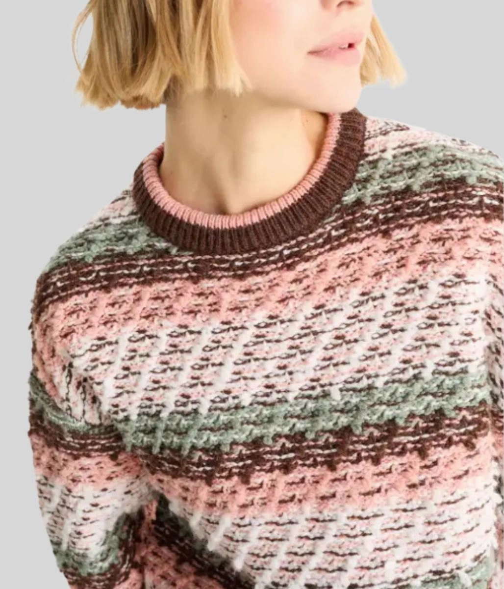 Snuggly Feel Layer Ready Pink Textured Patterned Jumper
